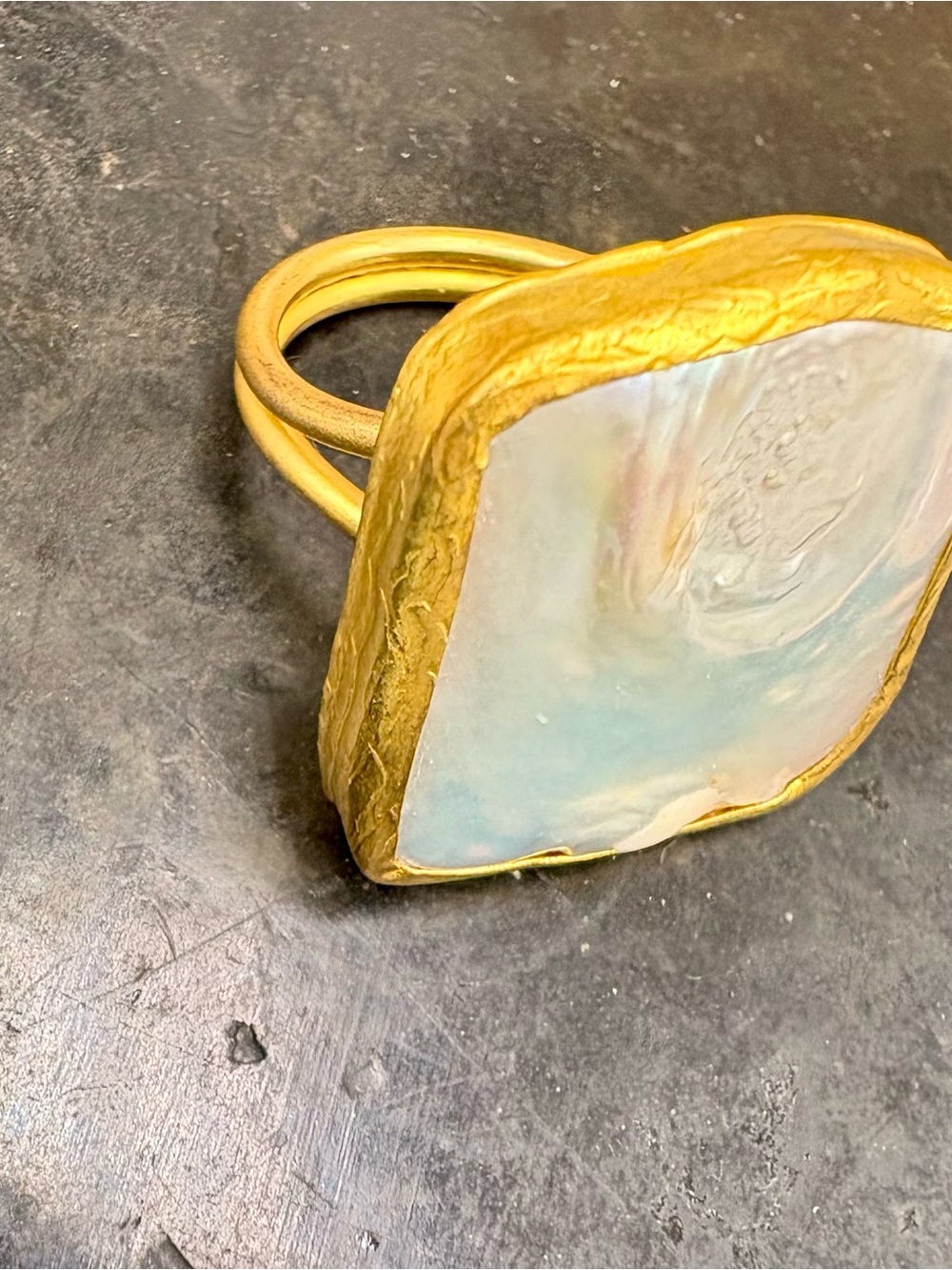 Gold-Tone Mother-of-Pearl Statement Ring